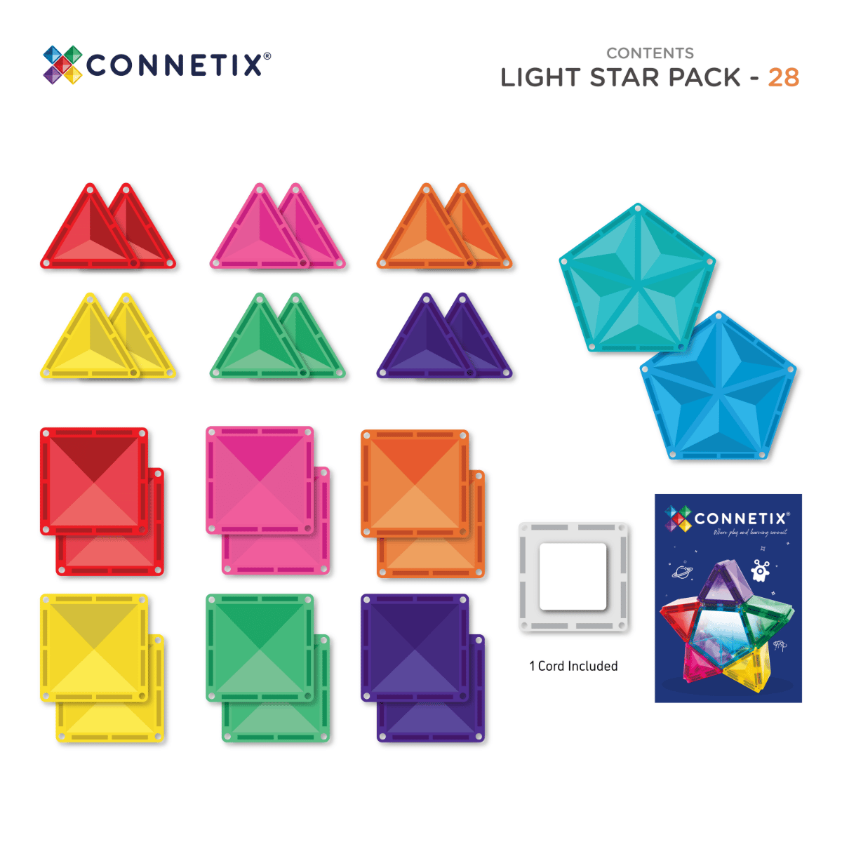 Connetix Tiles Magnetic Building Tiles Star Light Pack – 28 Piece