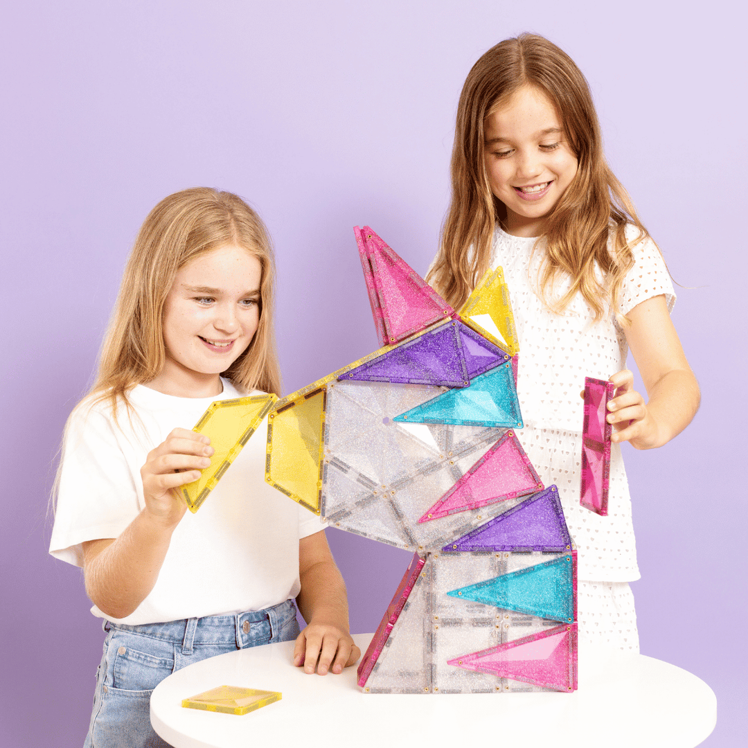 Connetix Tiles Magnetic Building Tiles Glitter Unicorn Pack – 56 Piece