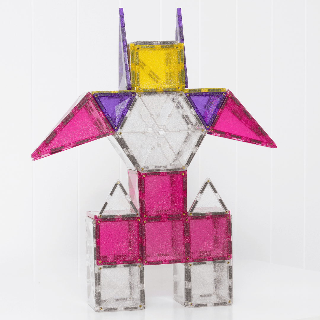 Connetix Tiles Magnetic Building Tiles Glitter Unicorn Pack – 56 Piece