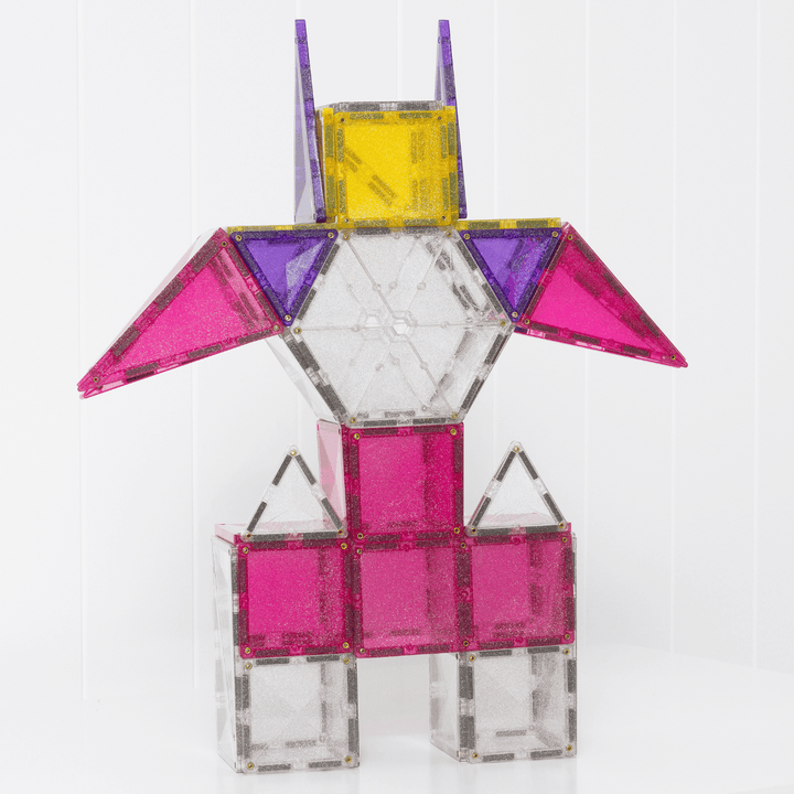 Connetix Tiles Magnetic Building Tiles Glitter Unicorn Pack – 56 Piece