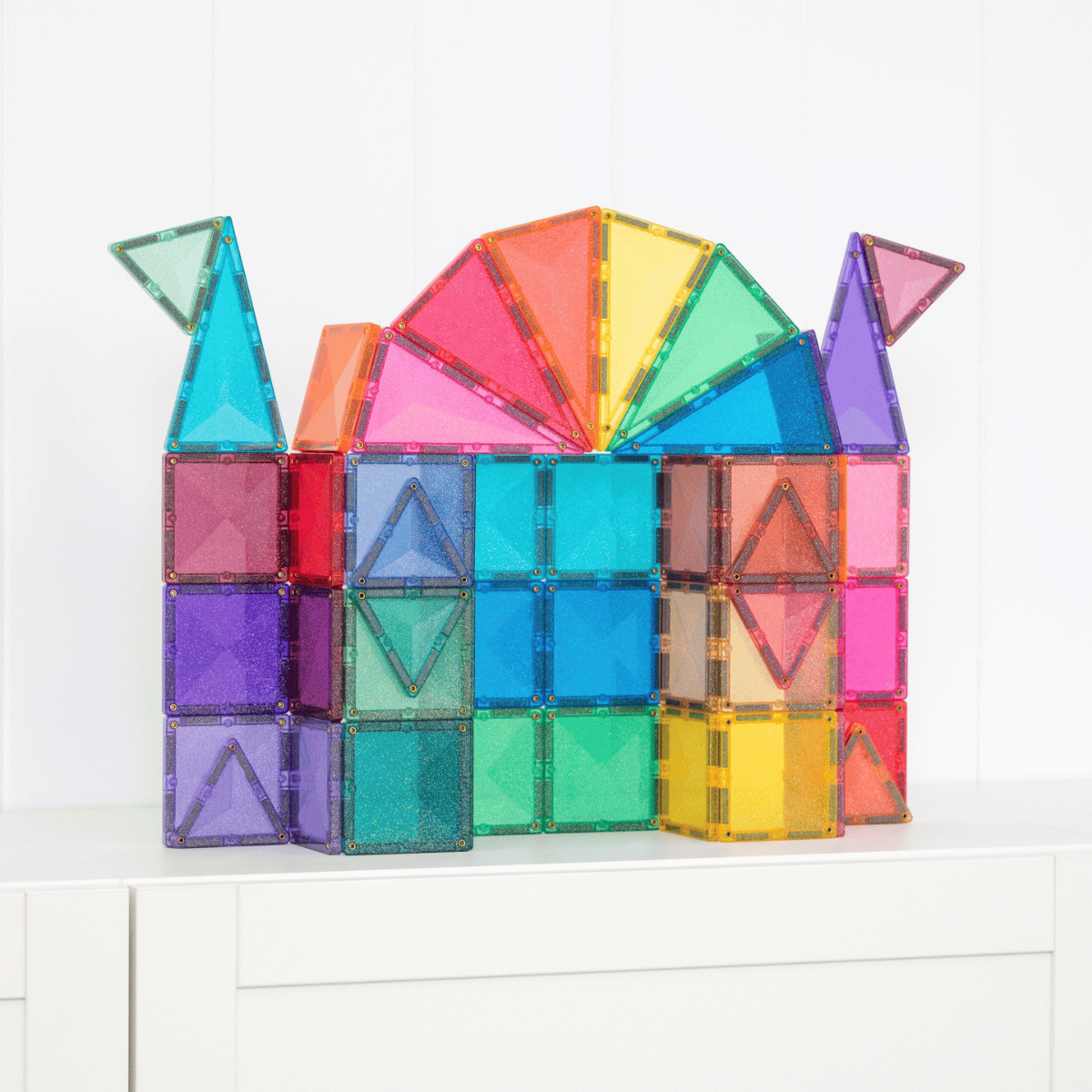 Connetix Tiles Magnetic Building Tiles Glitter Castle Pack – 48 Piece