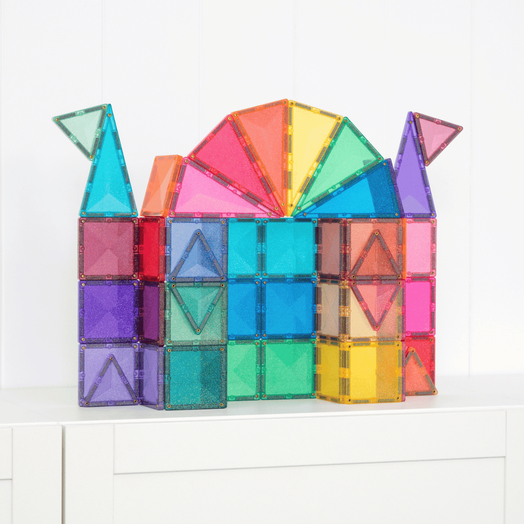 Connetix Tiles Magnetic Building Tiles Glitter Castle Pack – 48 Piece