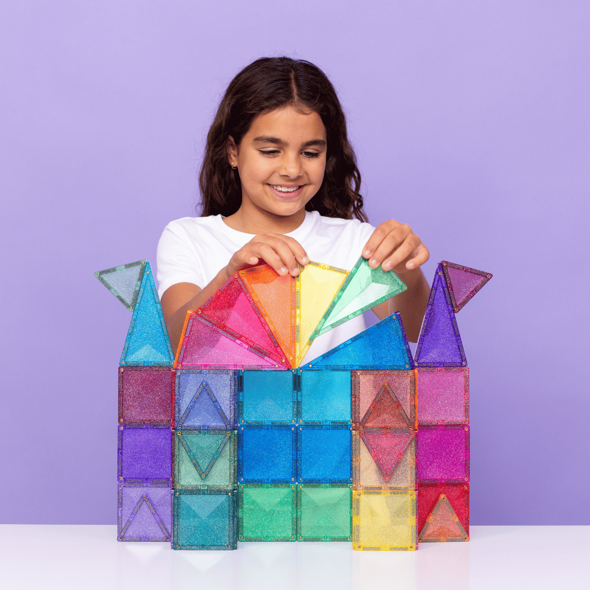 Connetix Tiles Magnetic Building Tiles Glitter Castle Pack – 48 Piece