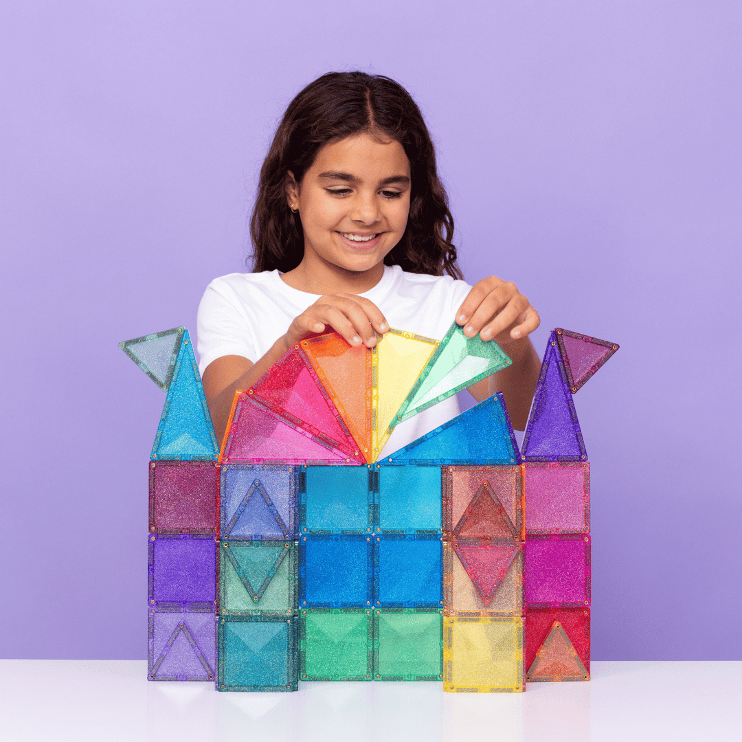 Connetix Tiles Magnetic Building Tiles Glitter Castle Pack – 48 Piece