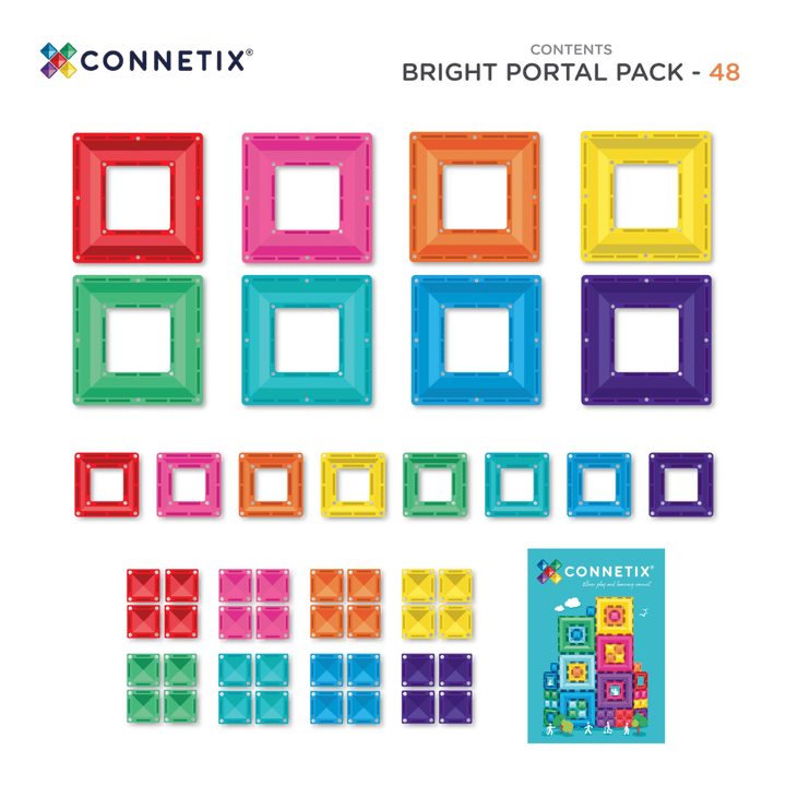 Connetix Tiles Magnetic Building Tiles Bright Portal Pack – 48 Piece