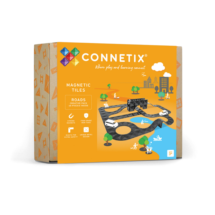 Connetix Tiles Magnetic Building Tiles Creative Roads Pack – 48 Piece