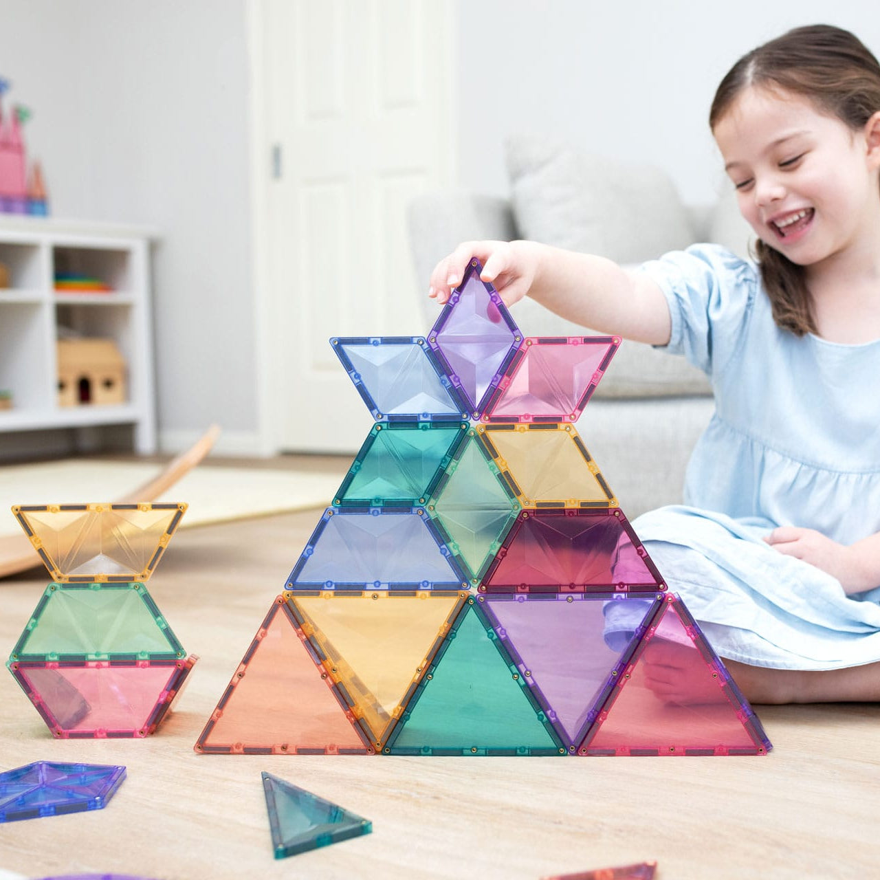 Connetix Tiles Magnetic Building Tiles Pastel Shape Expansion Pack – 48 Piece