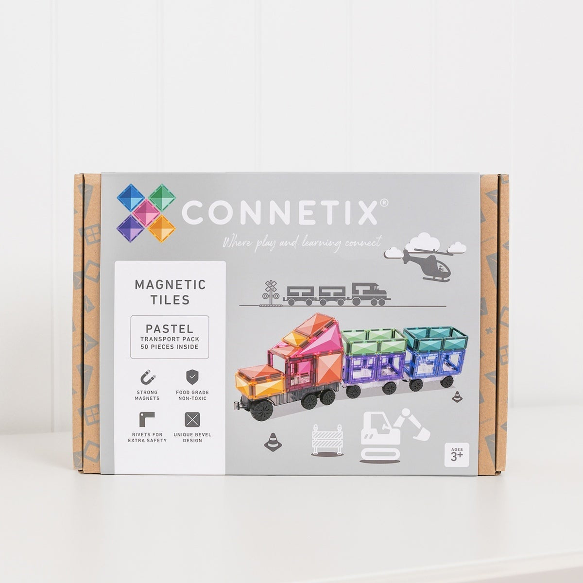 Connetix Tiles Magnetic Building Tiles Pastel Transport Pack – 50 Piece