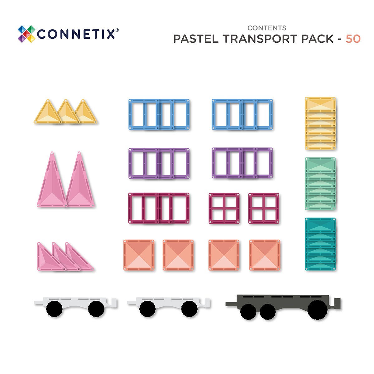 Connetix Tiles Magnetic Building Tiles Pastel Transport Pack – 50 Piece