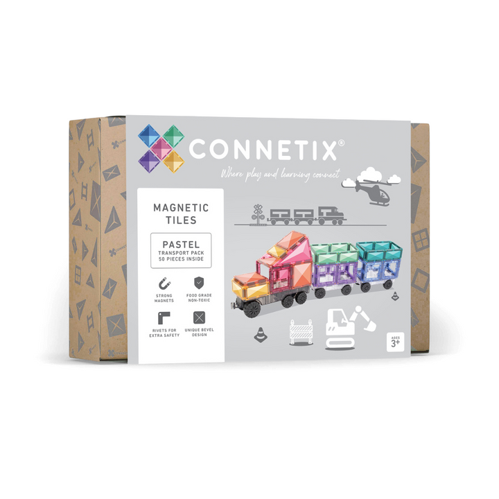 Connetix Tiles Magnetic Building Tiles Pastel Transport Pack – 50 Piece