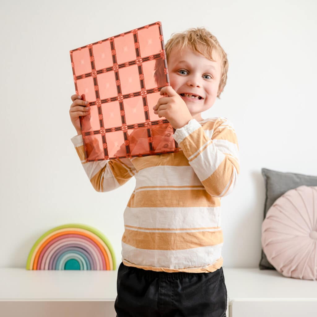 Connetix Tiles Magnetic Building Tiles Pastel Lemon & Peach Base Plate – 2 Piece