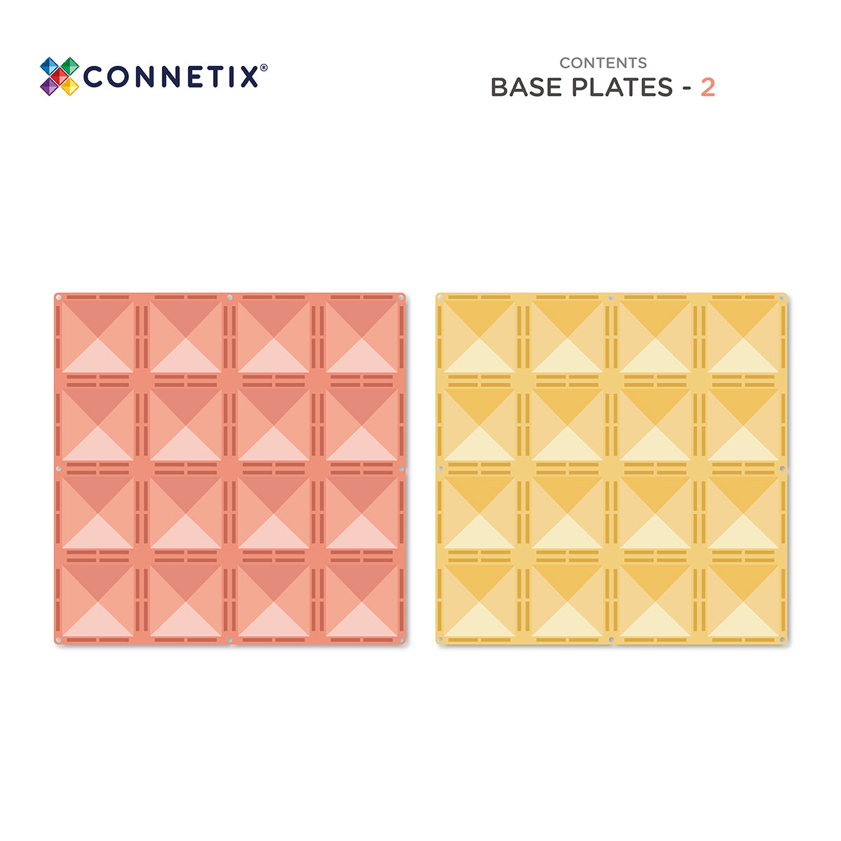 Connetix Tiles Magnetic Building Tiles Pastel Lemon & Peach Base Plate – 2 Piece