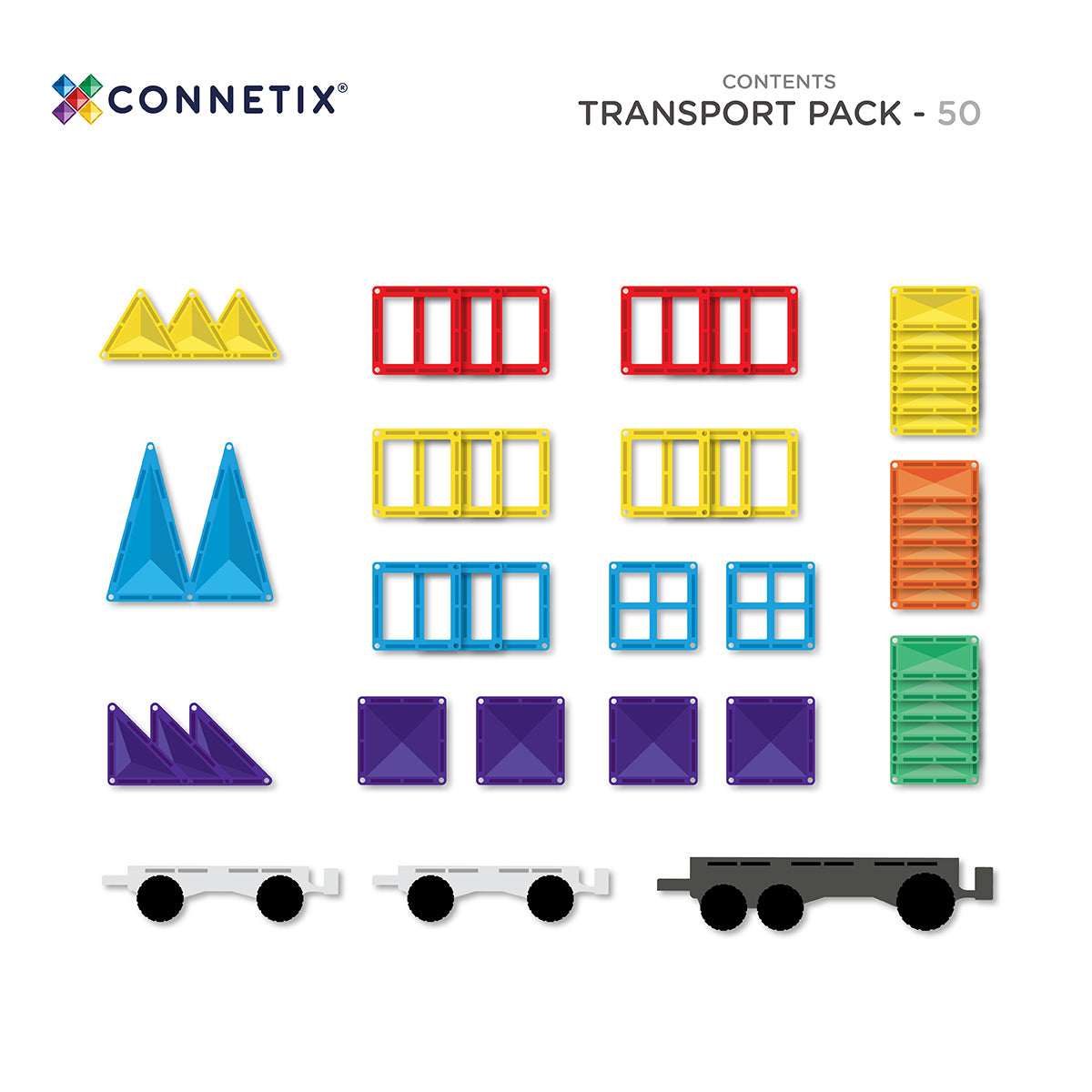 Connetix Tiles Magnetic Building Tiles Rainbow Transport Pack – 50 Piece