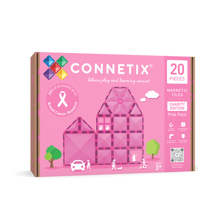 Connetix Tiles Magnetic Building Tiles Pink Charity Pack – 20 Piece