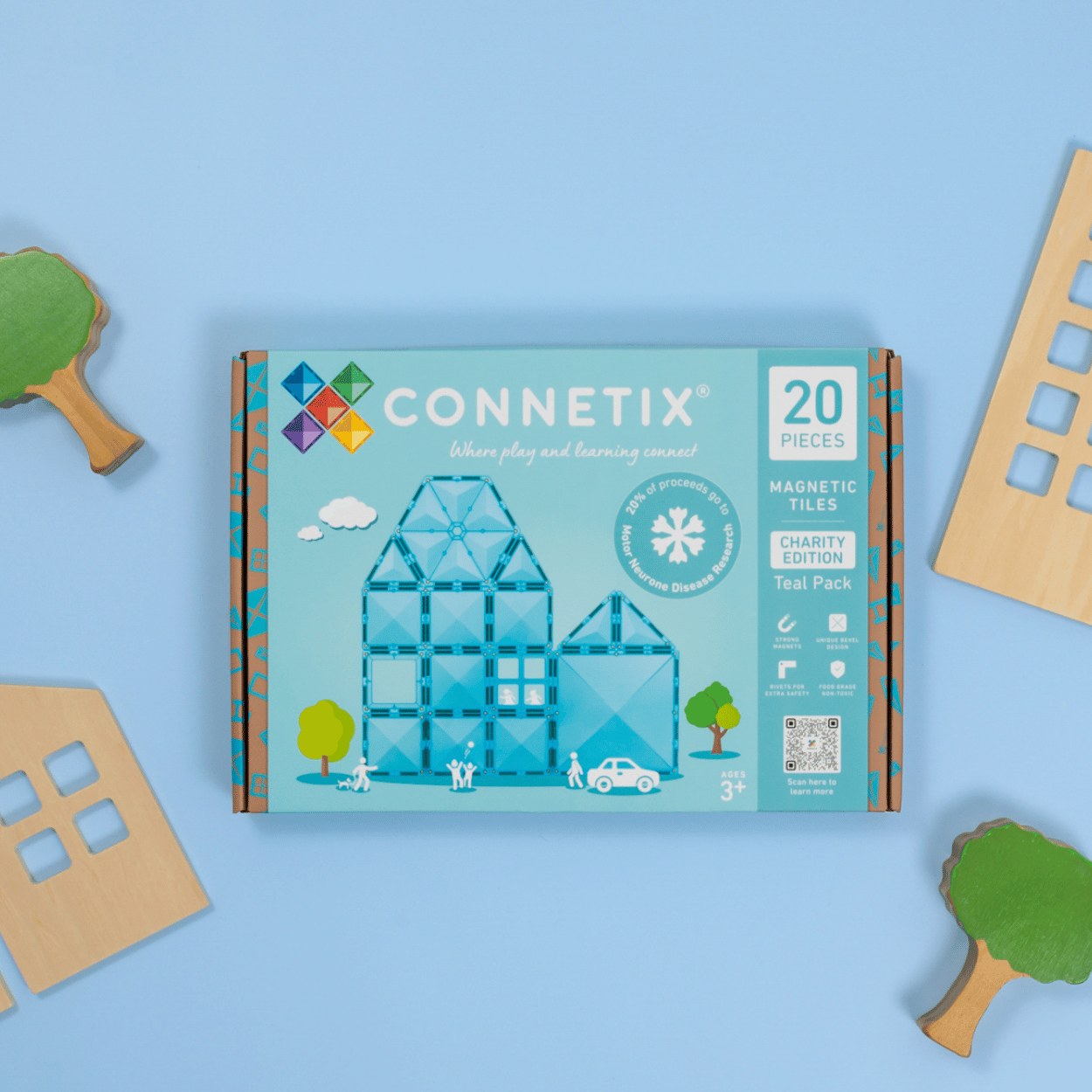 Connetix Tiles Magnetic Building Tiles Teal Charity Pack – 20 Piece