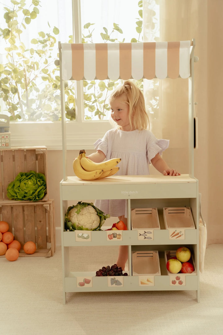 Little Dutch Wooden 2-In-1 Market Stall &amp; Cafe