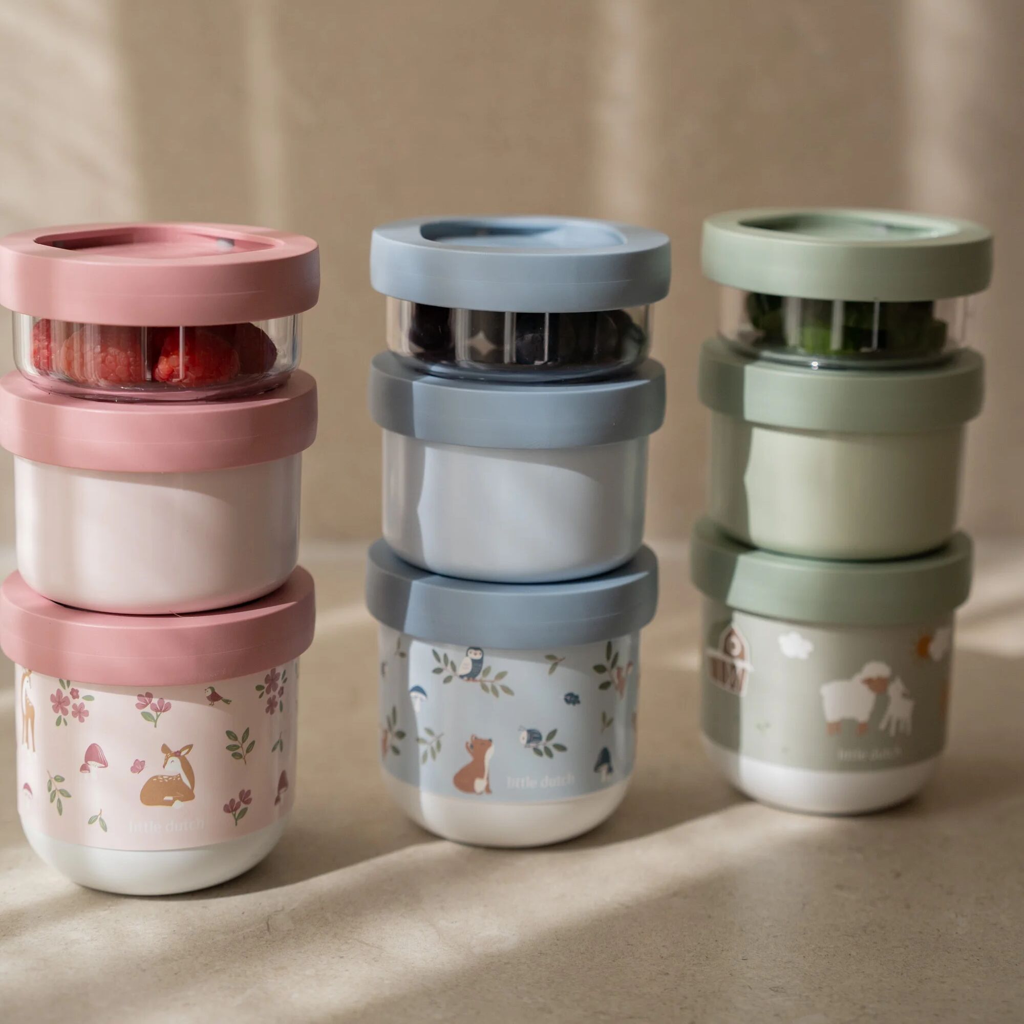 Little Dutch Mepal Snack Box Stack – Forest Friends (3 piece)