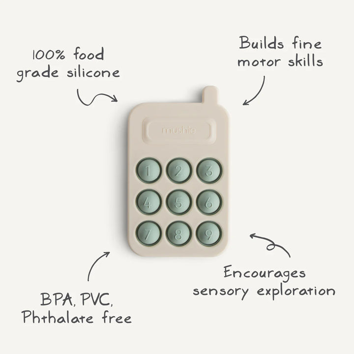 Mushie Phone Press Toy – Cambridge Blue