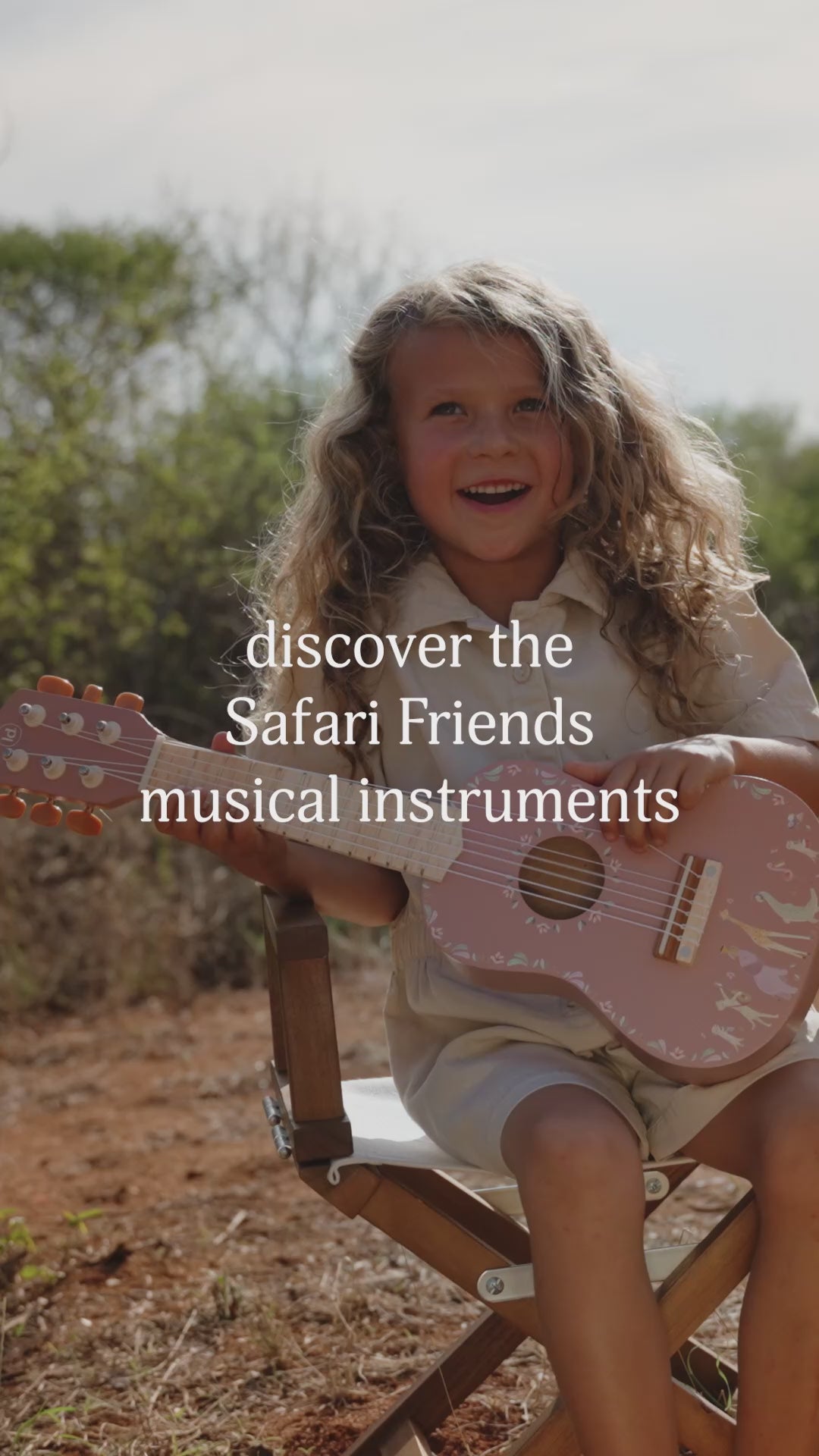 Little Dutch Safari Friends Wooden Guitar – Pink