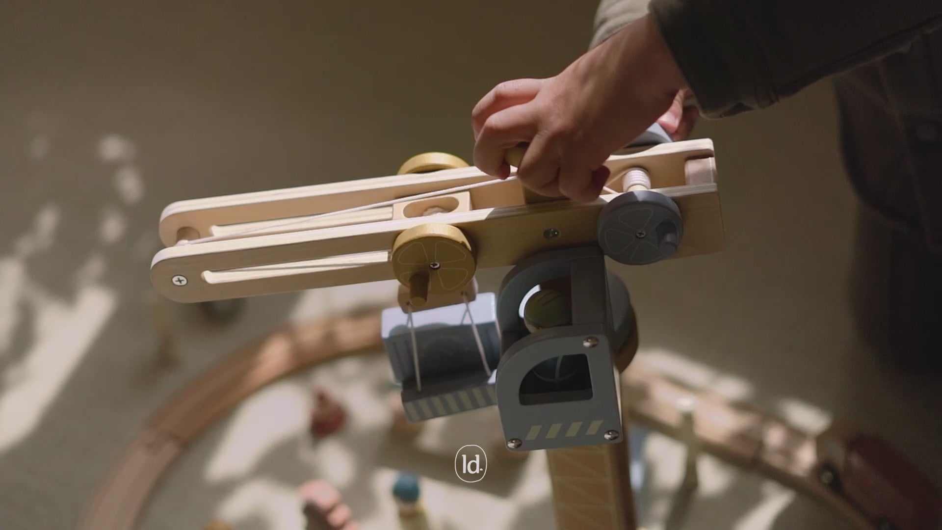 Little Dutch Wooden Train Track Crane Playset