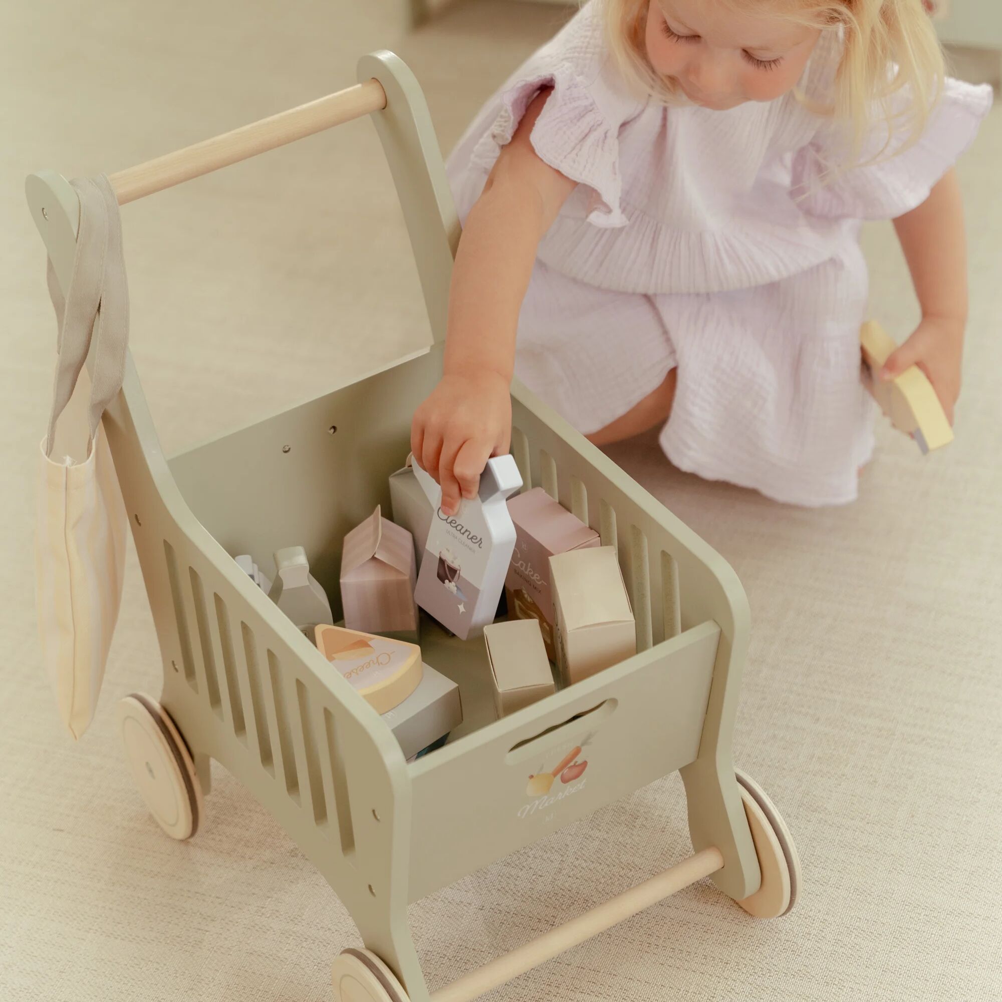 Little Dutch Wooden Shopping Trolley