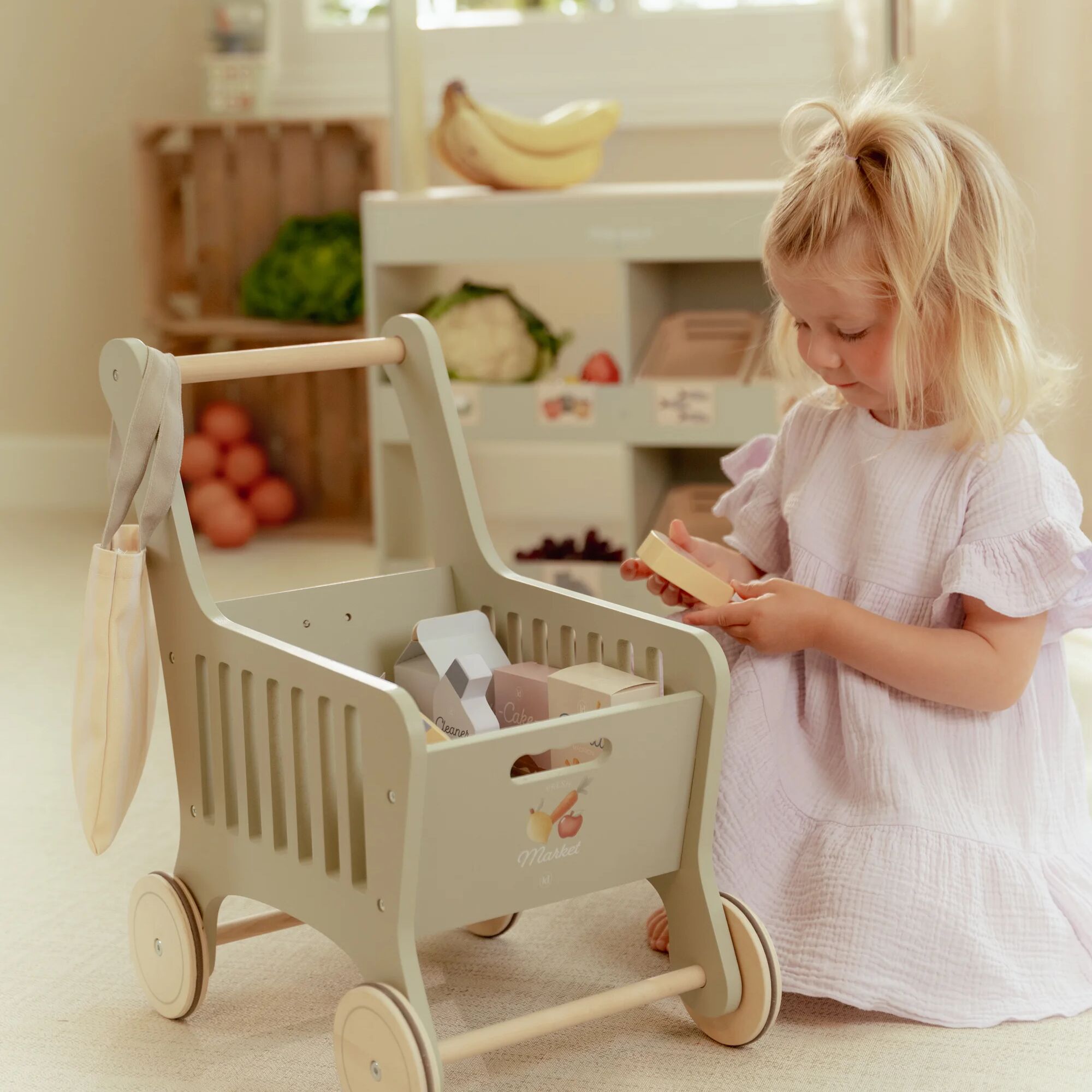 Little Dutch Wooden Shopping Trolley