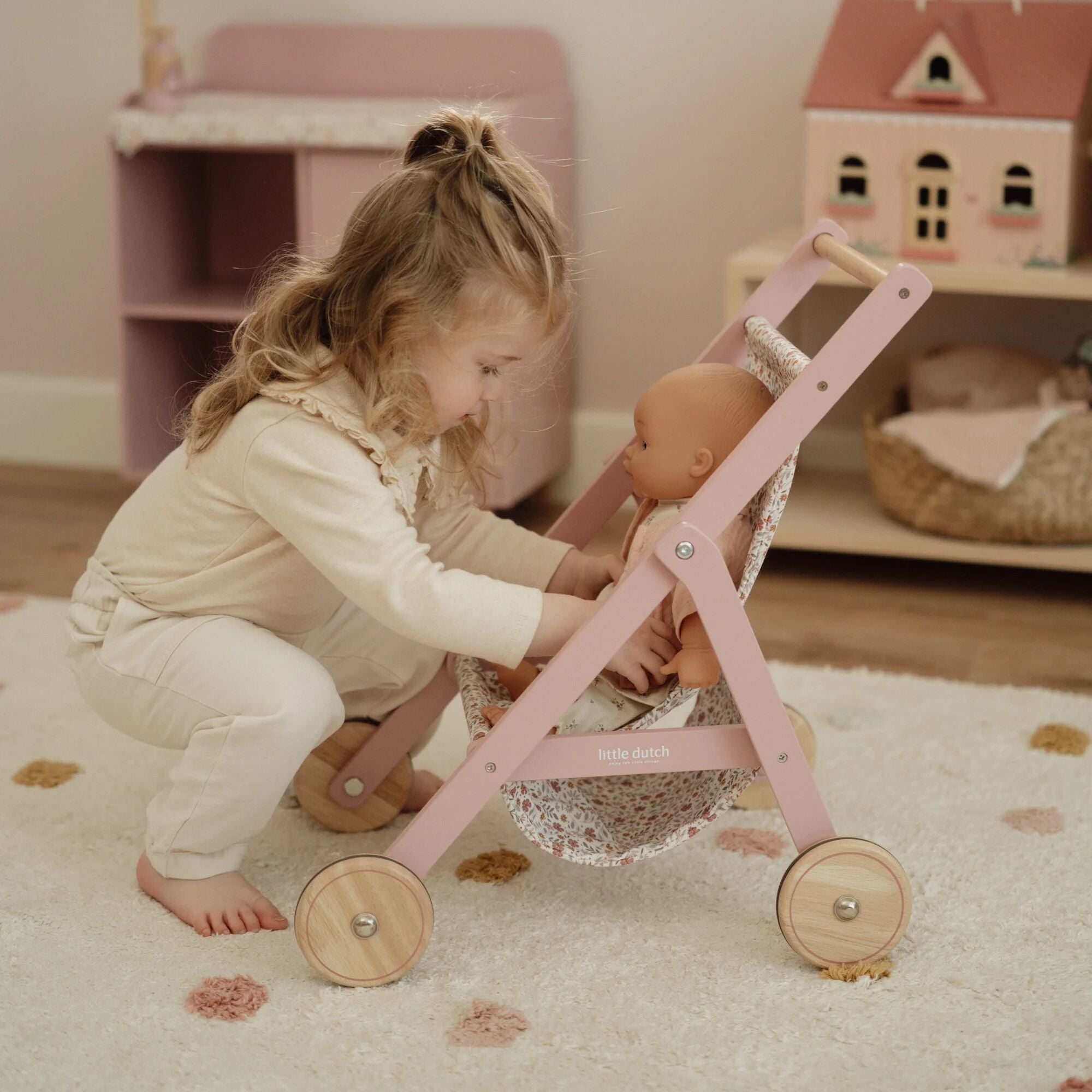 Little Dutch Wooden Doll Stroller