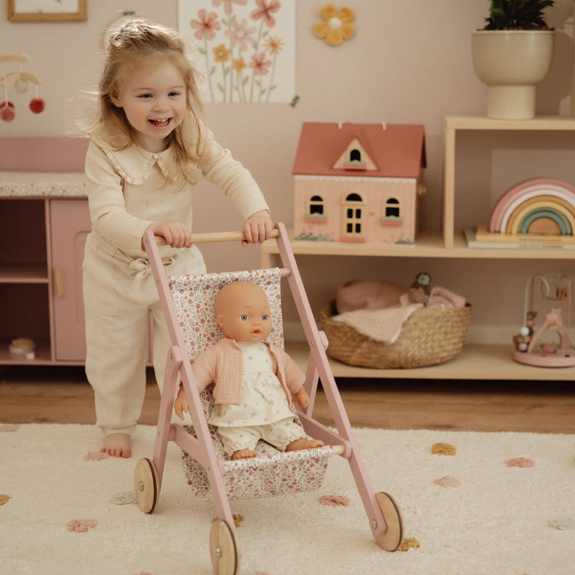 Little Dutch Wooden Doll Stroller