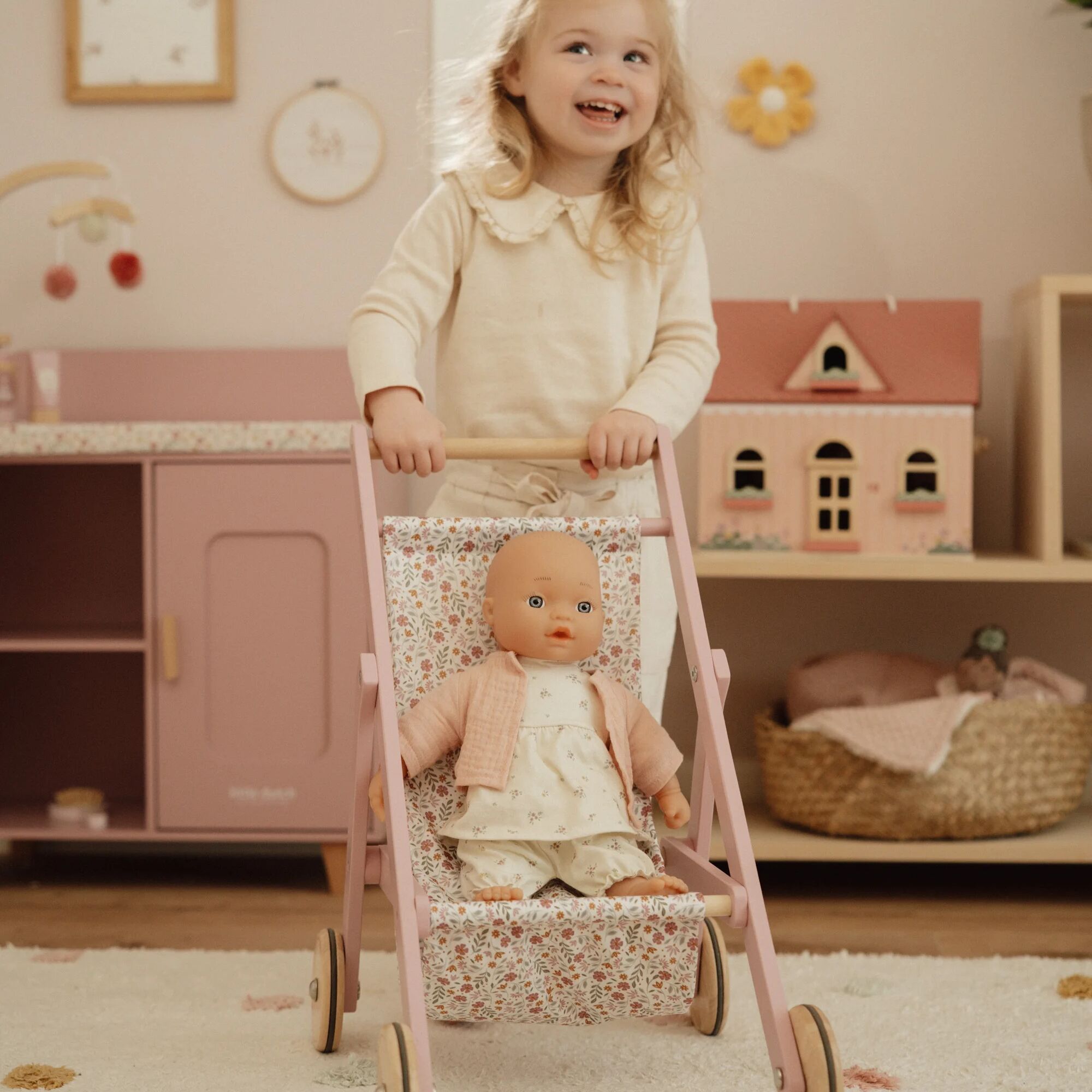Little Dutch Wooden Doll Stroller