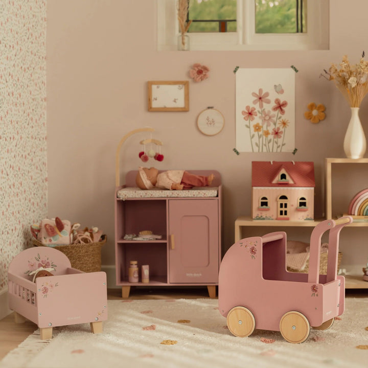 Little Dutch Baby Doll Wooden Stroller – Soft Flowers