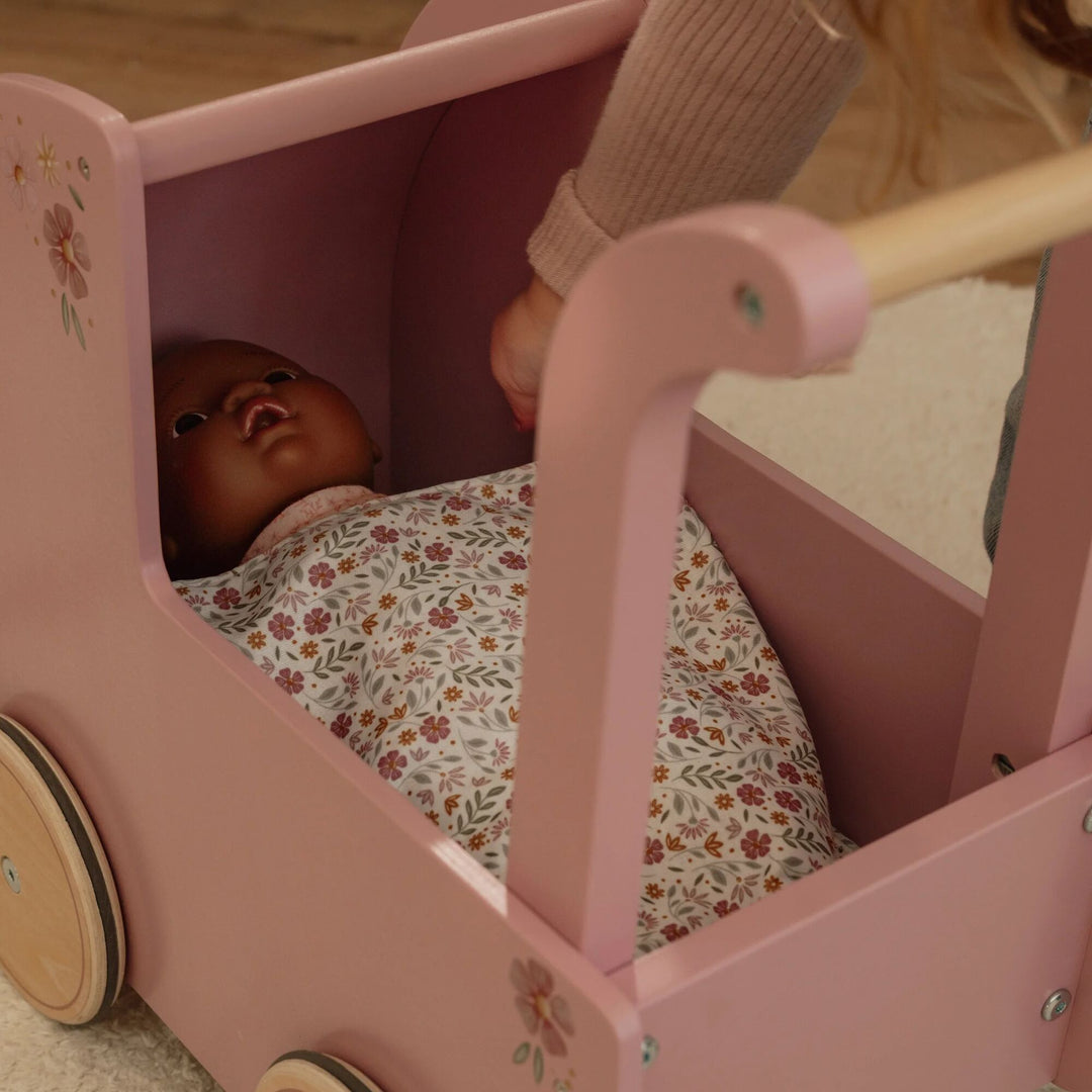 Little Dutch Baby Doll Wooden Stroller – Soft Flowers
