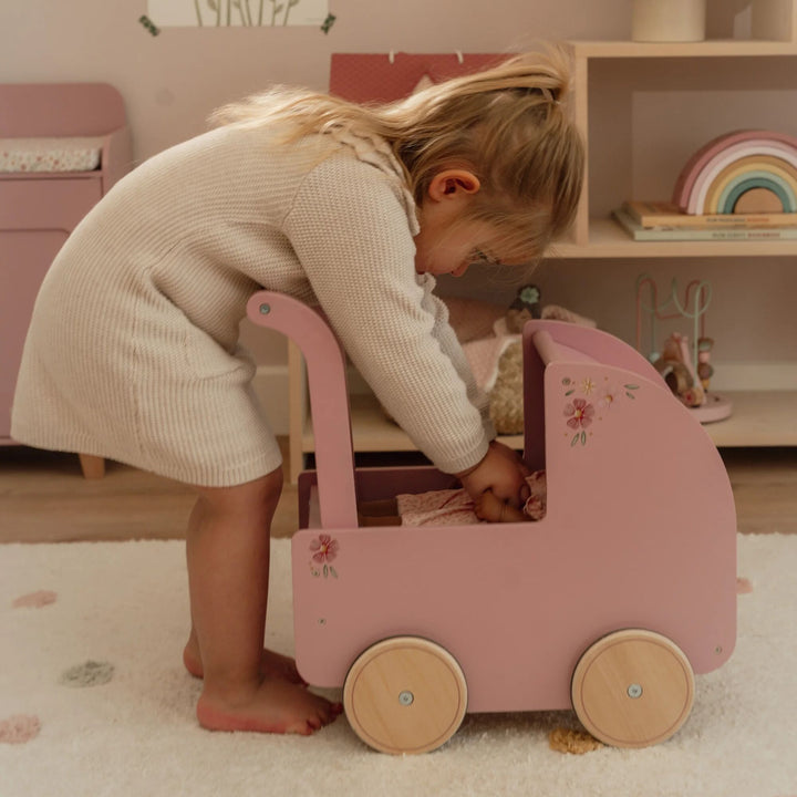 Little Dutch Baby Doll Wooden Stroller – Soft Flowers