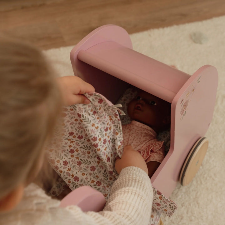 Little Dutch Baby Doll Wooden Stroller – Soft Flowers