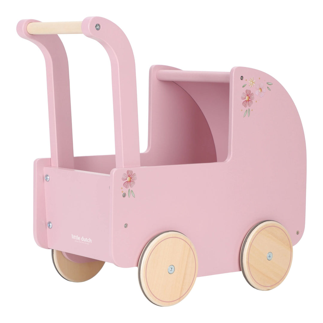Little Dutch Baby Doll Wooden Stroller – Soft Flowers