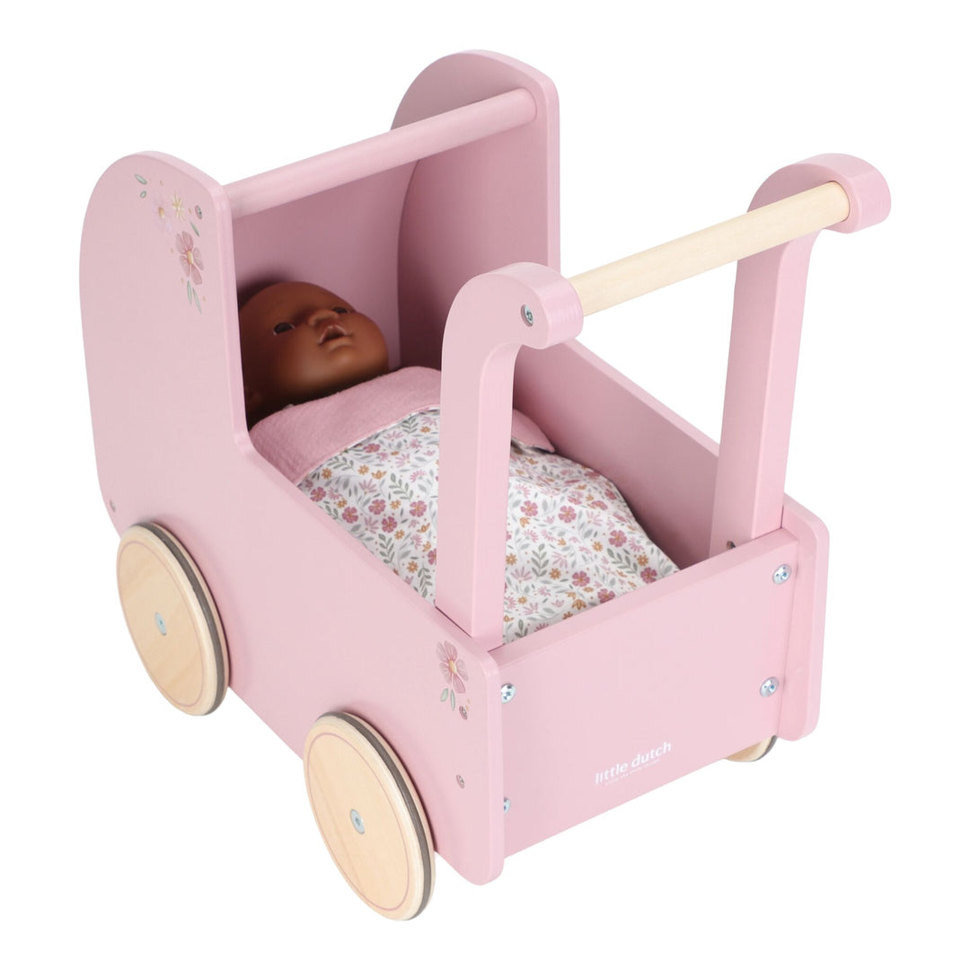 Little Dutch Baby Doll Wooden Stroller – Soft Flowers