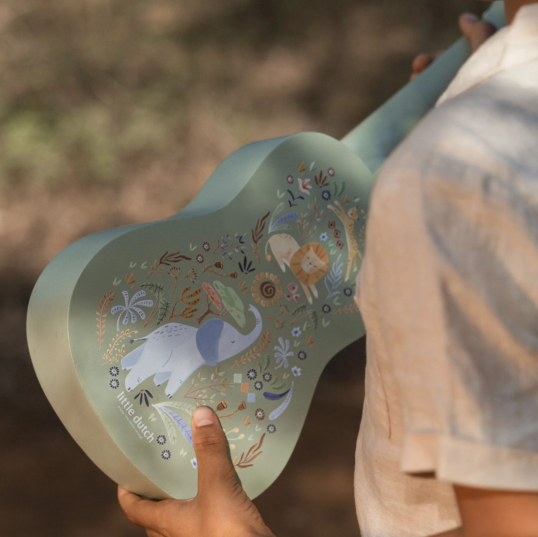 Little Dutch Safari Friends Wooden Guitar – Green