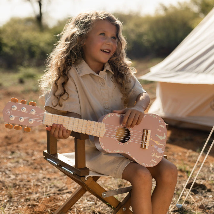 Little Dutch Safari Friends Wooden Guitar – Pink