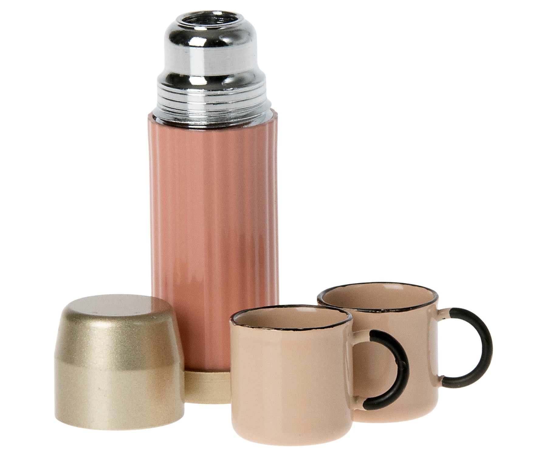 Maileg Miniature Thermos & Cups – Soft Coral