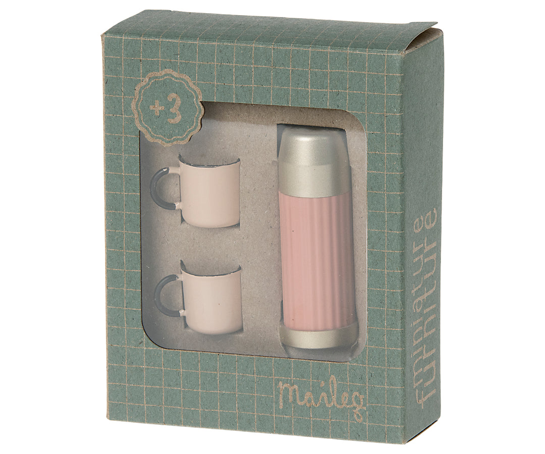 Maileg Miniature Thermos &amp; Cups – Soft Coral