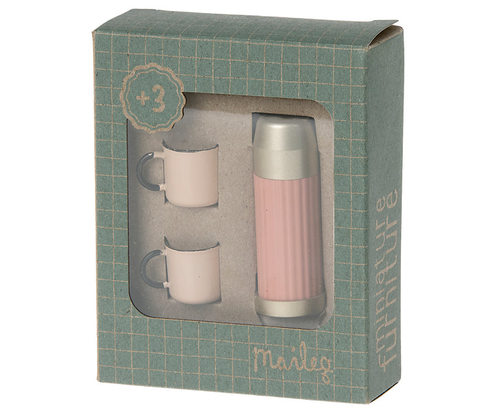 Maileg Miniature Thermos &amp; Cups – Soft Coral