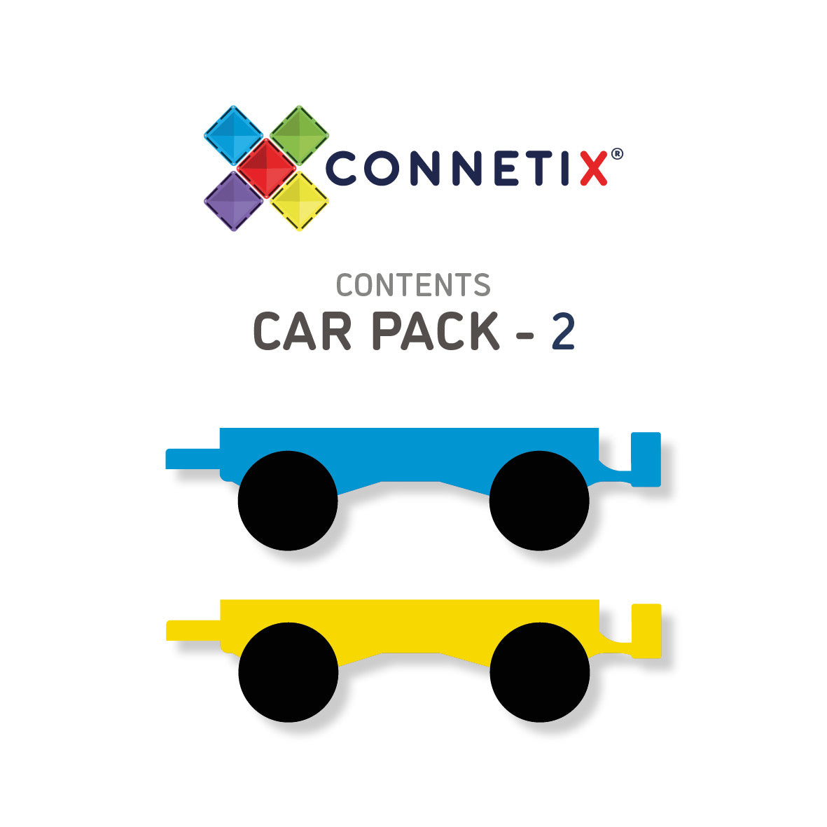 Connetix Tiles Magnetic Building Tiles Car Pack – 2 Piece Set