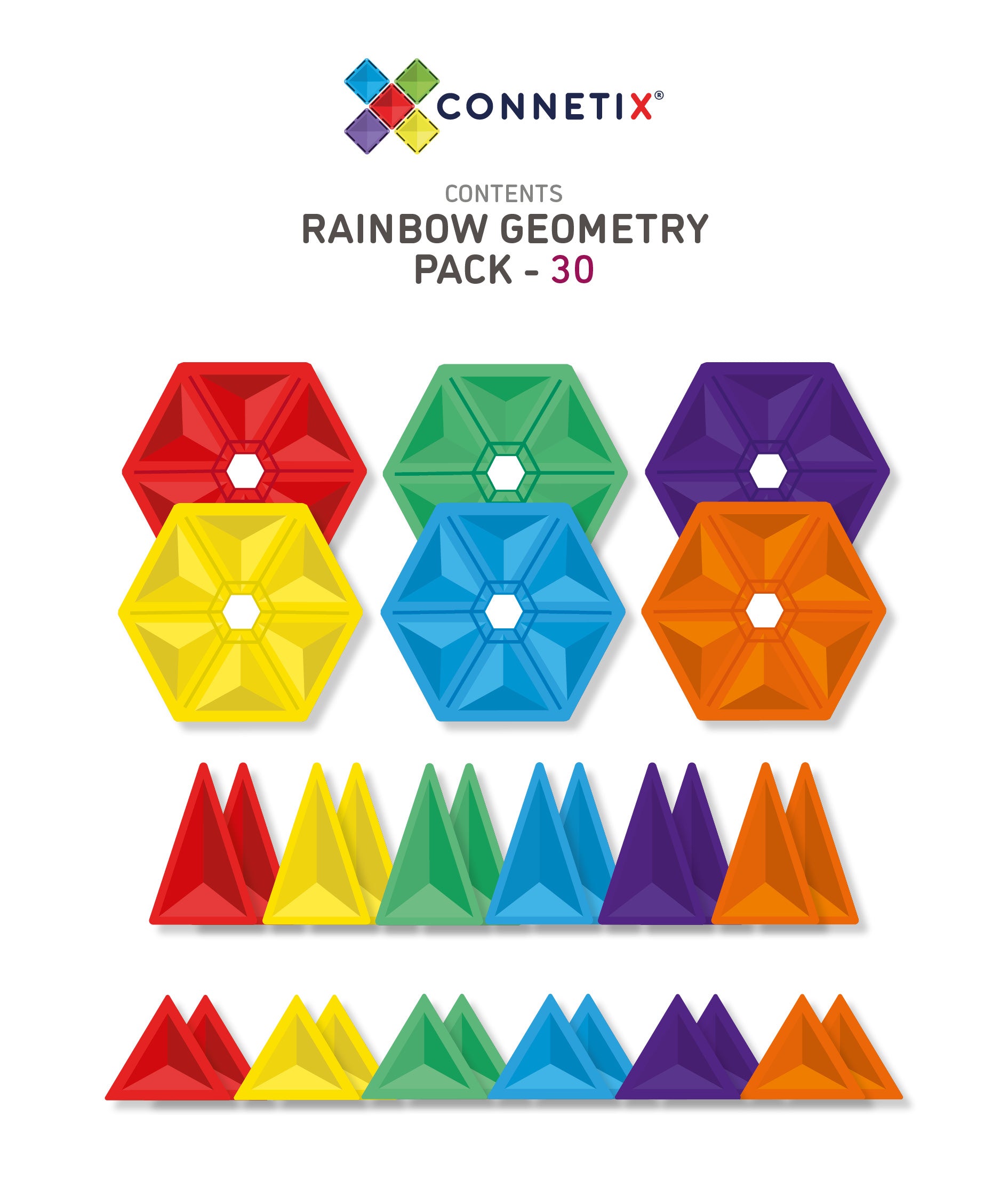 Connetix Tiles Magnetic Building Tiles Geometry Pack – 30 Piece Set