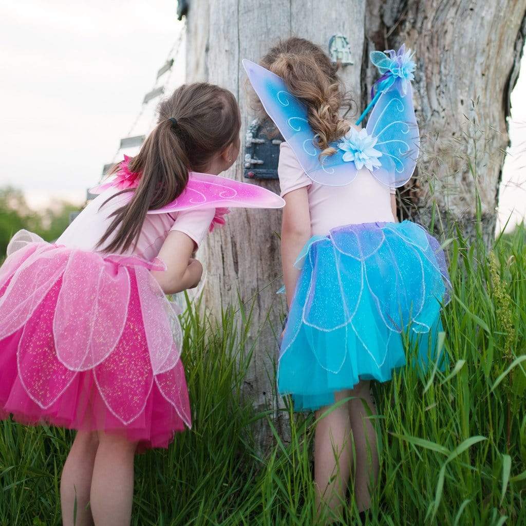 Great Pretenders Fancy Flutter Skirt with Fairy Wings &amp; Wand Play Costume Set – Blue