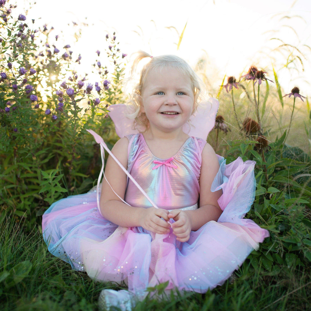 Great Pretenders Rainbow Sequins Skirt with Fairy Wings &amp; Wand Play Costume Set