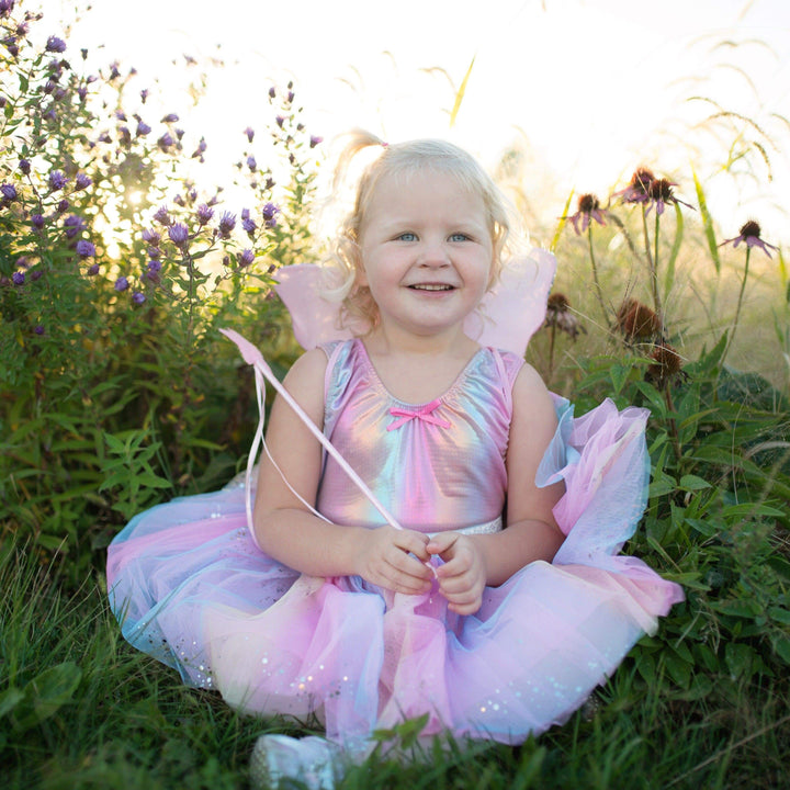 Great Pretenders Rainbow Sequins Skirt with Fairy Wings &amp; Wand Play Costume Set