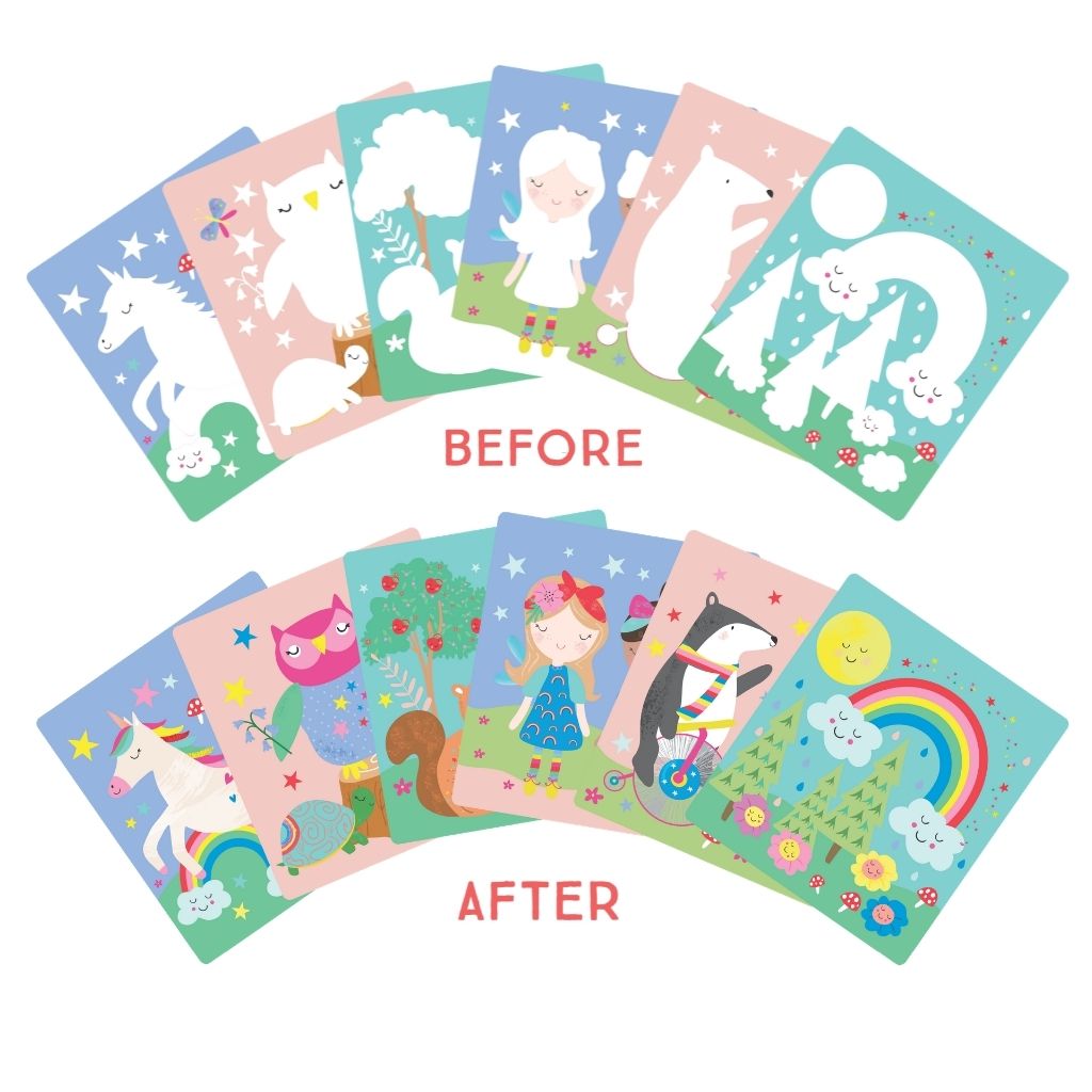 Floss &amp; Rock Magic Colour Changing Water Card Easel &amp; Pen – Rainbow Fairy