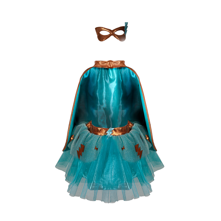 Great Pretenders Super-Duper Tutu Skirt, Cape &amp; Mask Play Costume Set – Teal &amp; Copper