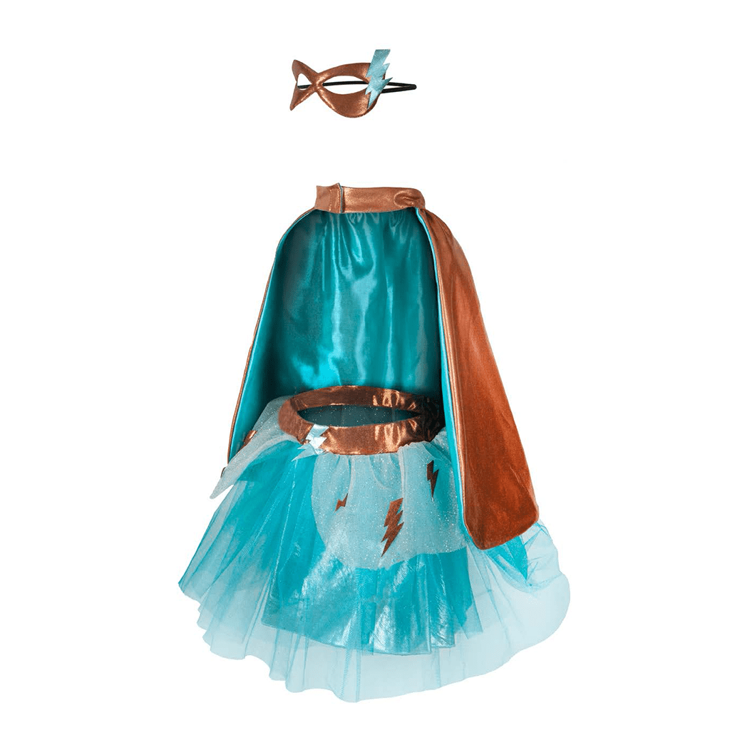 Great Pretenders Super-Duper Tutu Skirt, Cape &amp; Mask Play Costume Set – Teal &amp; Copper