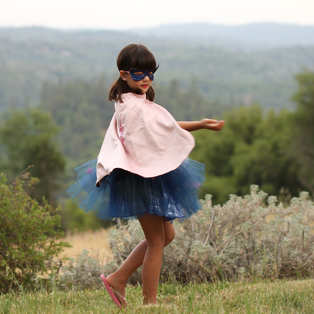 Great Pretenders Super-Duper Tutu Skirt, Cape &amp; Mask Play Costume Set – Pink &amp; Navy