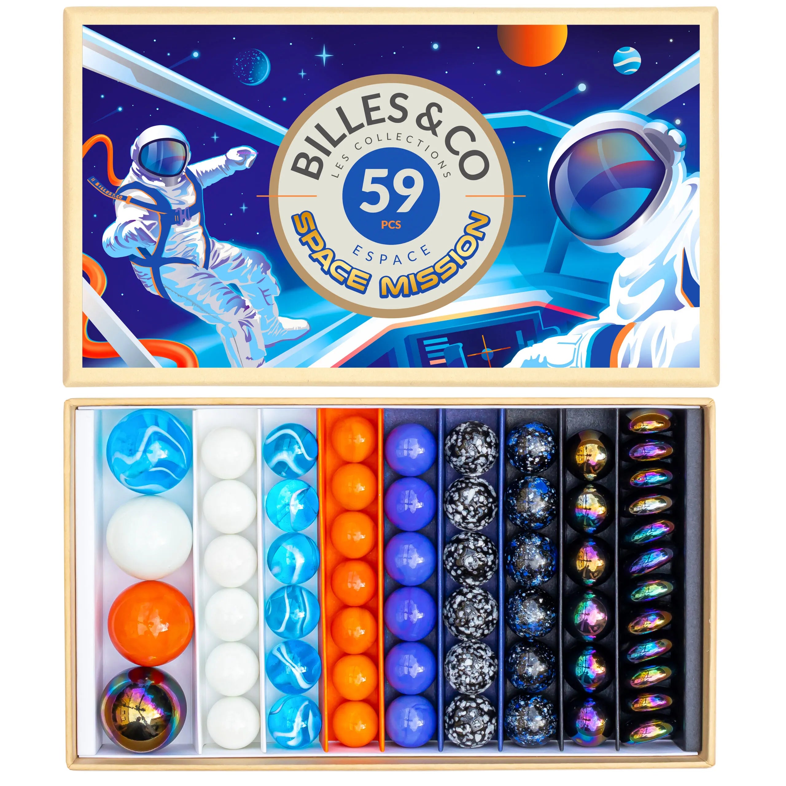 Billes & Co Space Mission Marbles – 59 Piece Set
